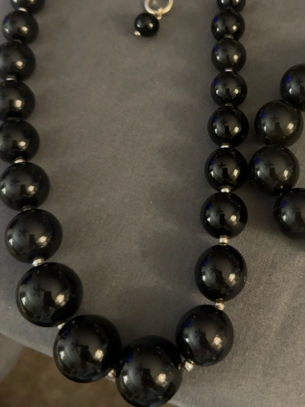 Vintage Monet Black Bead Necklace & Bracelet Set | Graduated Beads